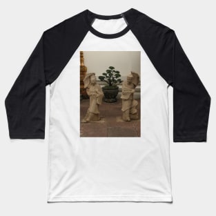 Stone sculptures from Asian woman and man at Wat Pho Buddha temple. 2 Baseball T-Shirt